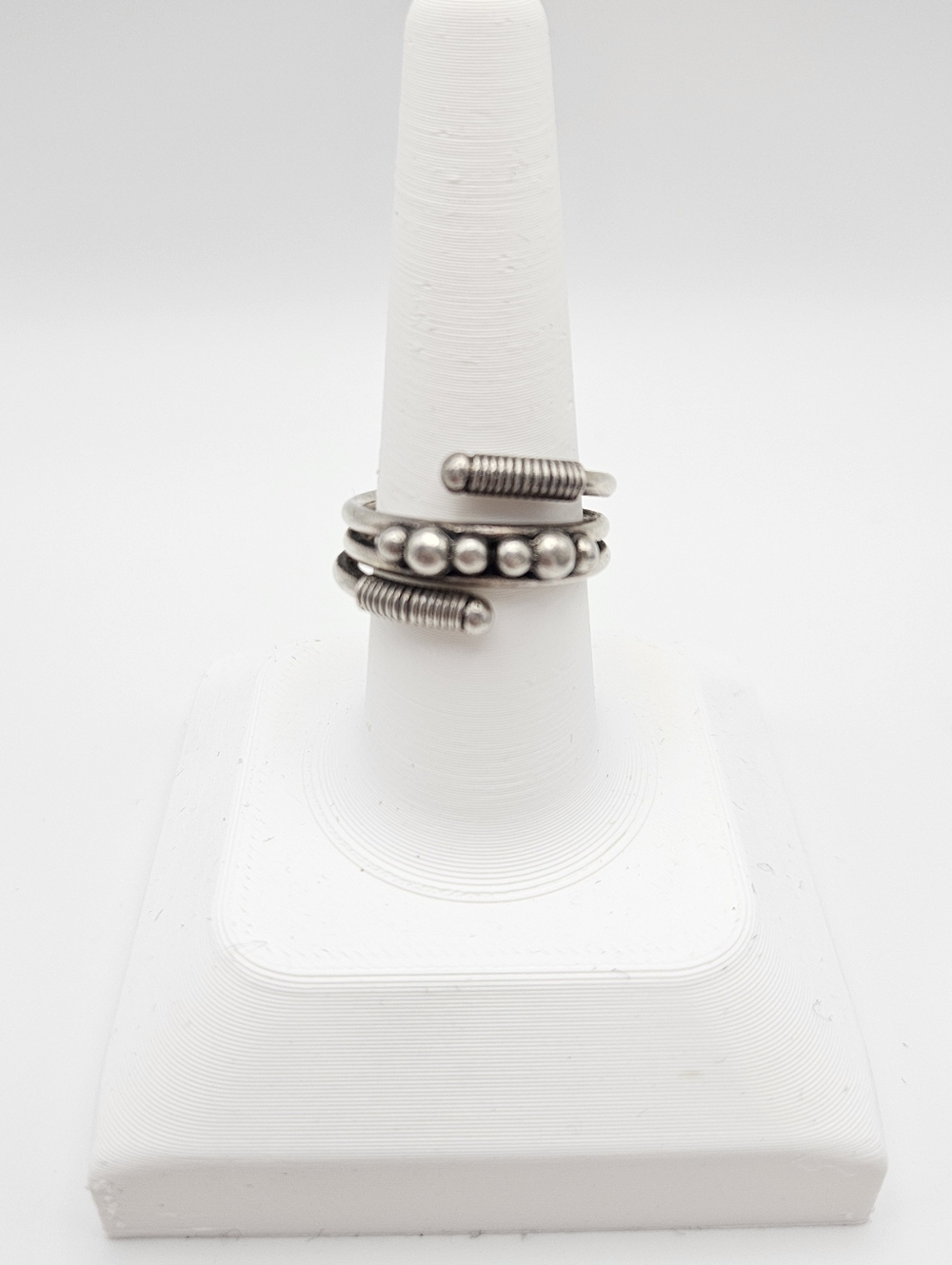Sterling Silver Beaded Coil Stackable Ring